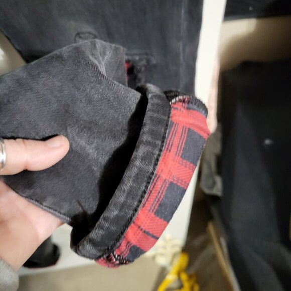JUDY BLUE FLANNEL LINED BLACK DISTRESSED SKINNY JEANS SZ 13/31 - Picture 4 of 8